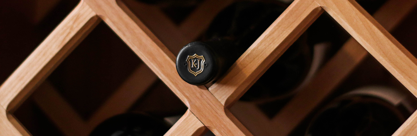 Close up of Kendall-Jackson wine bottles.
